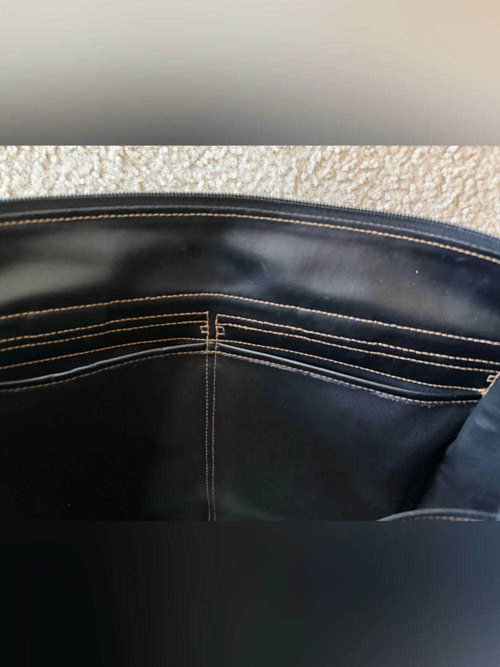 Barantani Shiny Leather Messenger Bag Laptop Attaché with Front Pockets